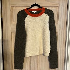Like new M rag & bone Cream and Black Sweater with Red Neckline